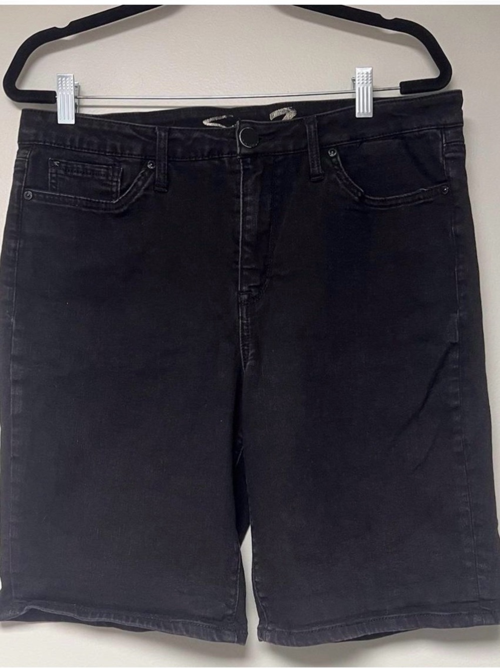 Seven7 Black Denim Bermuda Shorts for Women